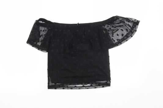 Divided by H&M Womens Black Polka Dot Cropped Tank Size S