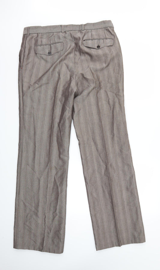 Preworn Mens Grey Striped Dress Pants Trousers L32 in
