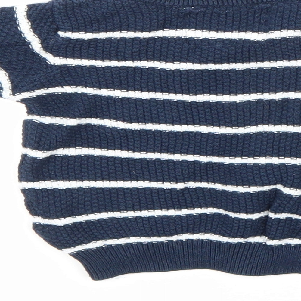 F&F Boys Blue Striped Knit Pullover Jumper Size 6-9 Months