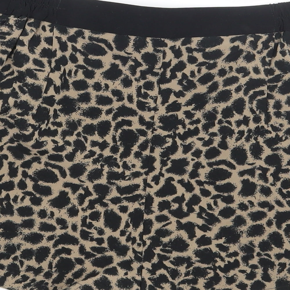 Topshop Womens Brown Animal Print Hot Pants Shorts Size 8