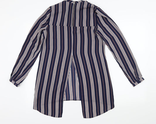 Primark Womens Blue Striped Basic Blouse Size 4