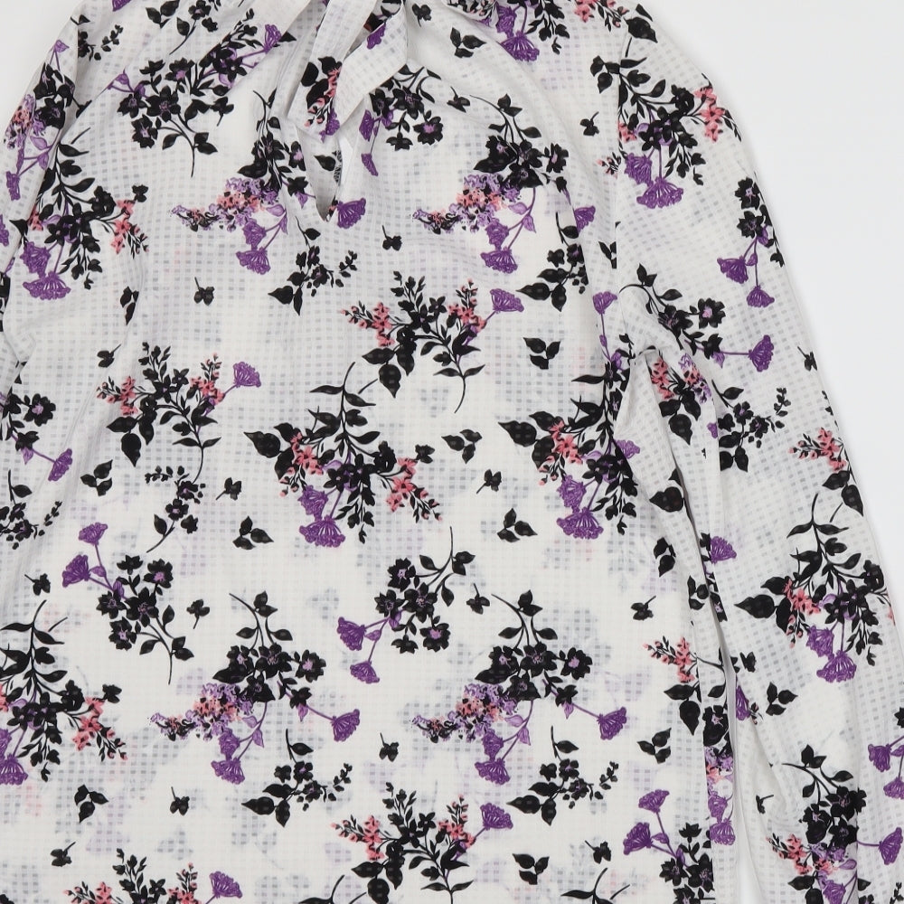 George Womens White Floral Basic T-Shirt Size 10