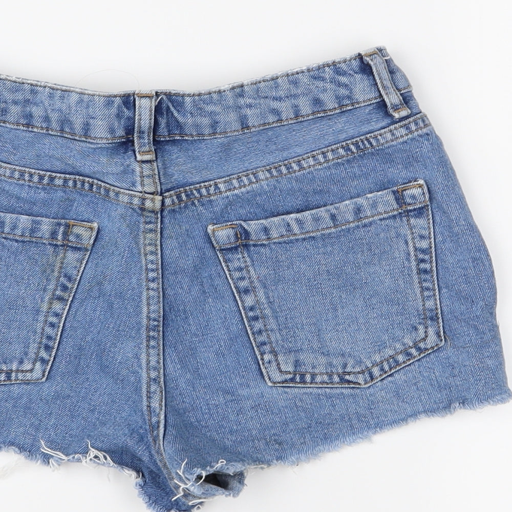 Topshop Womens Blue Denim Cut-Off Shorts