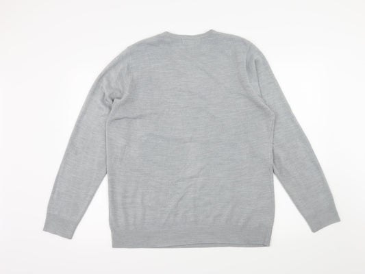 Marks and Spencer Mens Grey Knit Pullover Jumper Size L