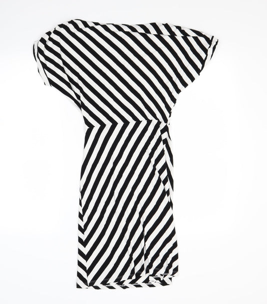 Oasis Womens White Striped T-Shirt Dress Size XS