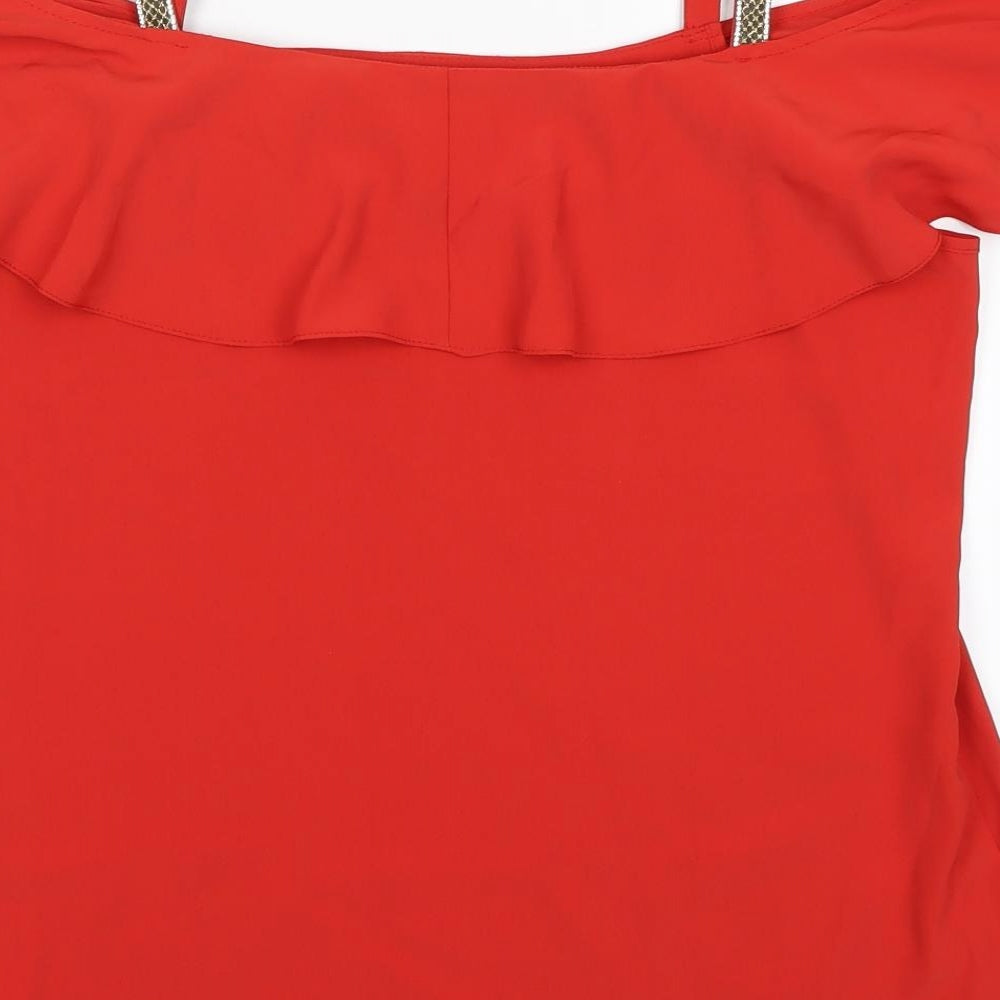 George Womens Red Basic Blouse Size 8
