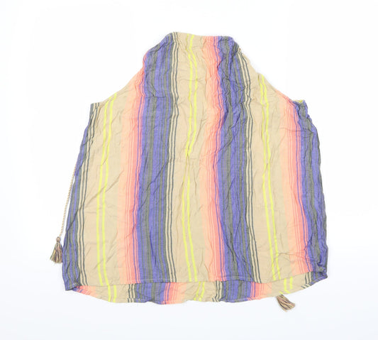 Papaya Womens Beige Striped Basic Tank Size 16