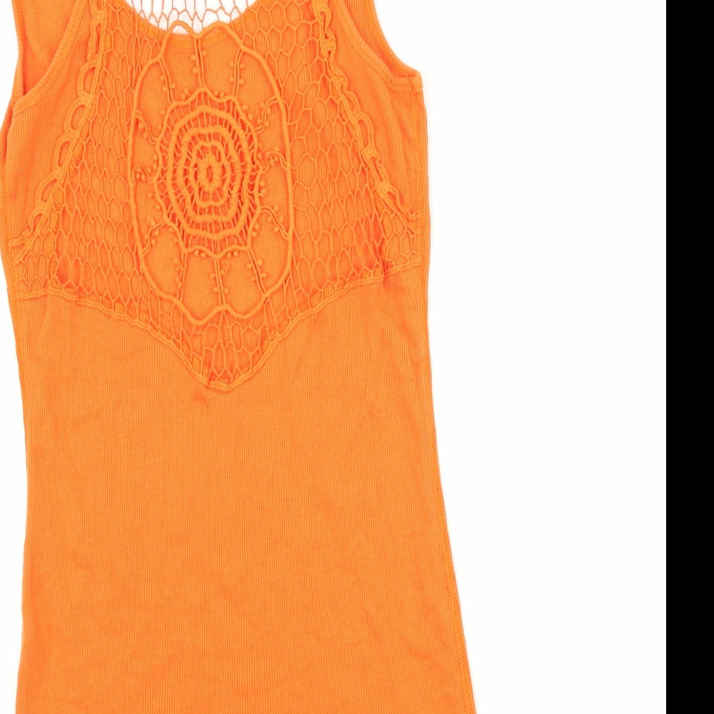 denim co Womens Orange Basic Tank Size 16