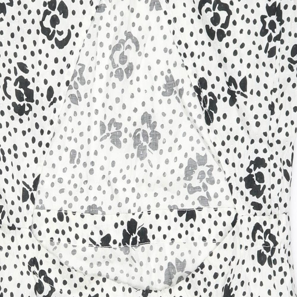 Miss Selfridge Womens White Floral Fit & Flare Size 14