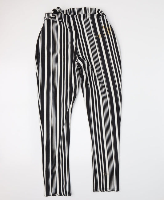 Select Womens Black Striped Trousers Size 8 L27 in