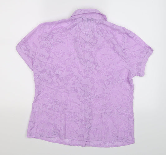 Autonomy Womens Purple Floral Basic Blouse Size 14
