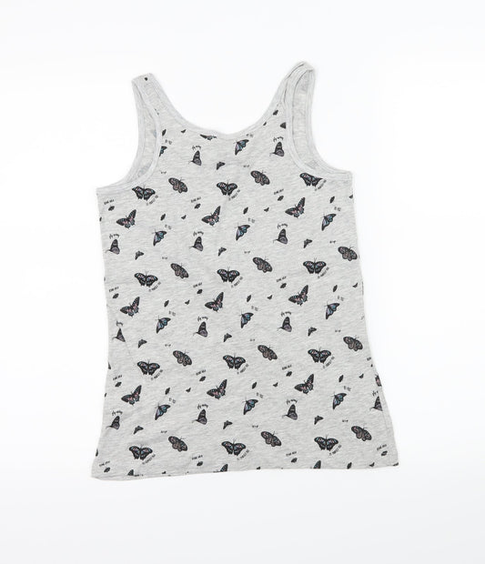 Primark Womens Grey Geometric Jersey Basic Tank Size 4 - Butterflies