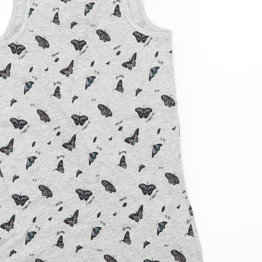 Primark Womens Grey Geometric Jersey Basic Tank Size 4 - Butterflies