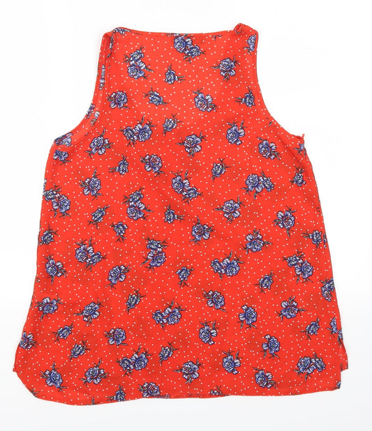 Primark Womens Red Floral Basic Tank Size 10 - Polka Dot