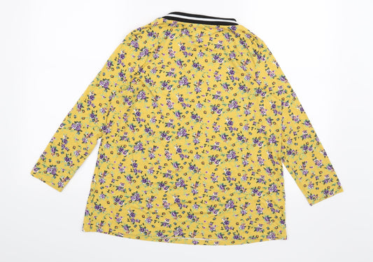 TU Womens Yellow Floral Basic T-Shirt Size 8