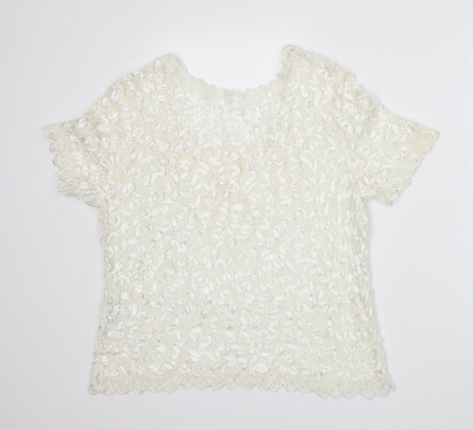 EWM Womens White Basic T-Shirt Size 14