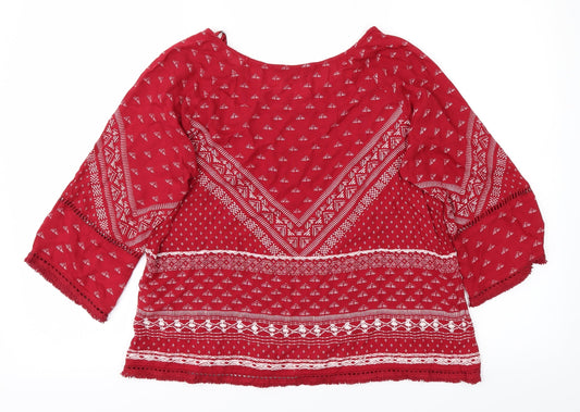 NewLook Womens Red Animal Print Basic Blouse Size 6