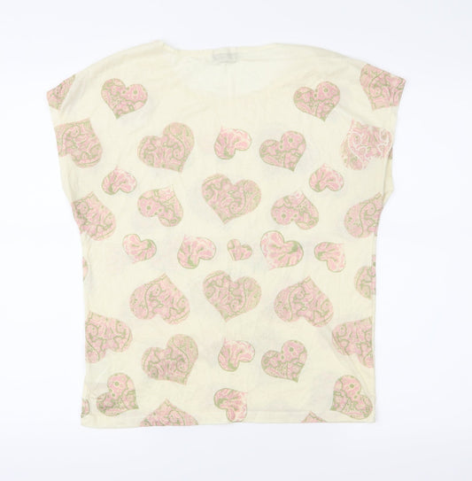 Originals Womens Yellow Geometric Jersey Basic T-Shirt Size S