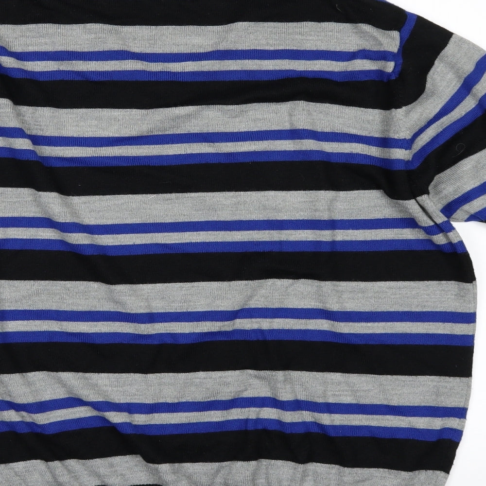 Cedar Wood State Mens Black Striped Pullover Jumper Size L