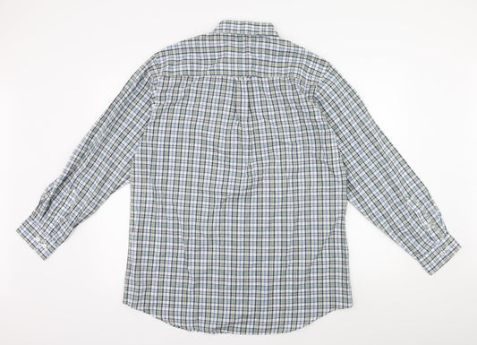 Summer Bird Mens Blue Plaid Button-Up Size L