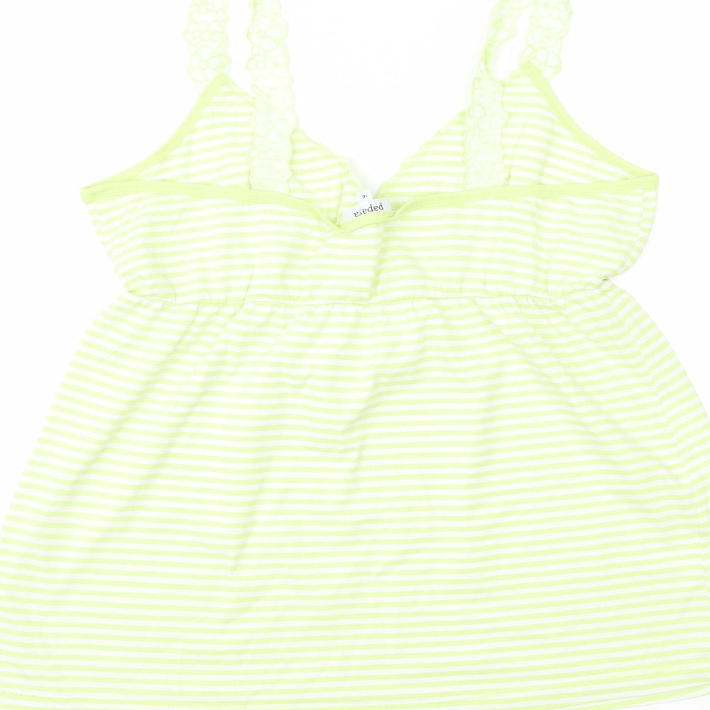 Papaya Womens Yellow Striped Basic Tank Size 16