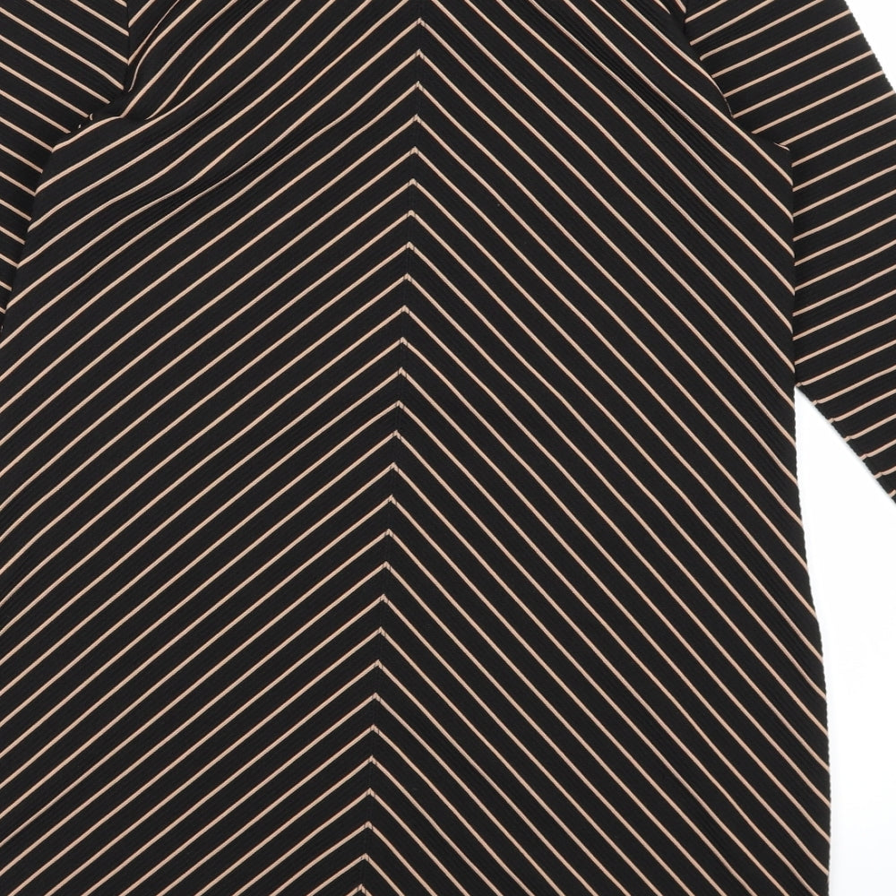 Dorothy Perkins Womens Black Striped A-Line Size 12
