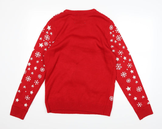 Cedar Wood State Mens Red Knit Pullover Jumper Size S - Christmas