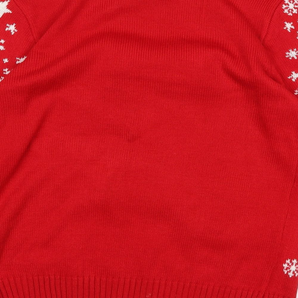 Cedar Wood State Mens Red Knit Pullover Jumper Size S - Christmas