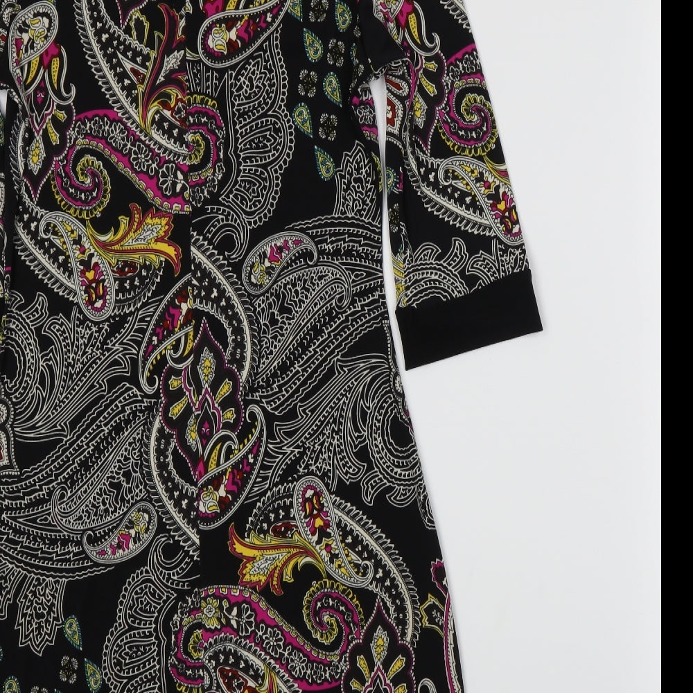 Body Flirt Womens Black Paisley A-Line Size 6