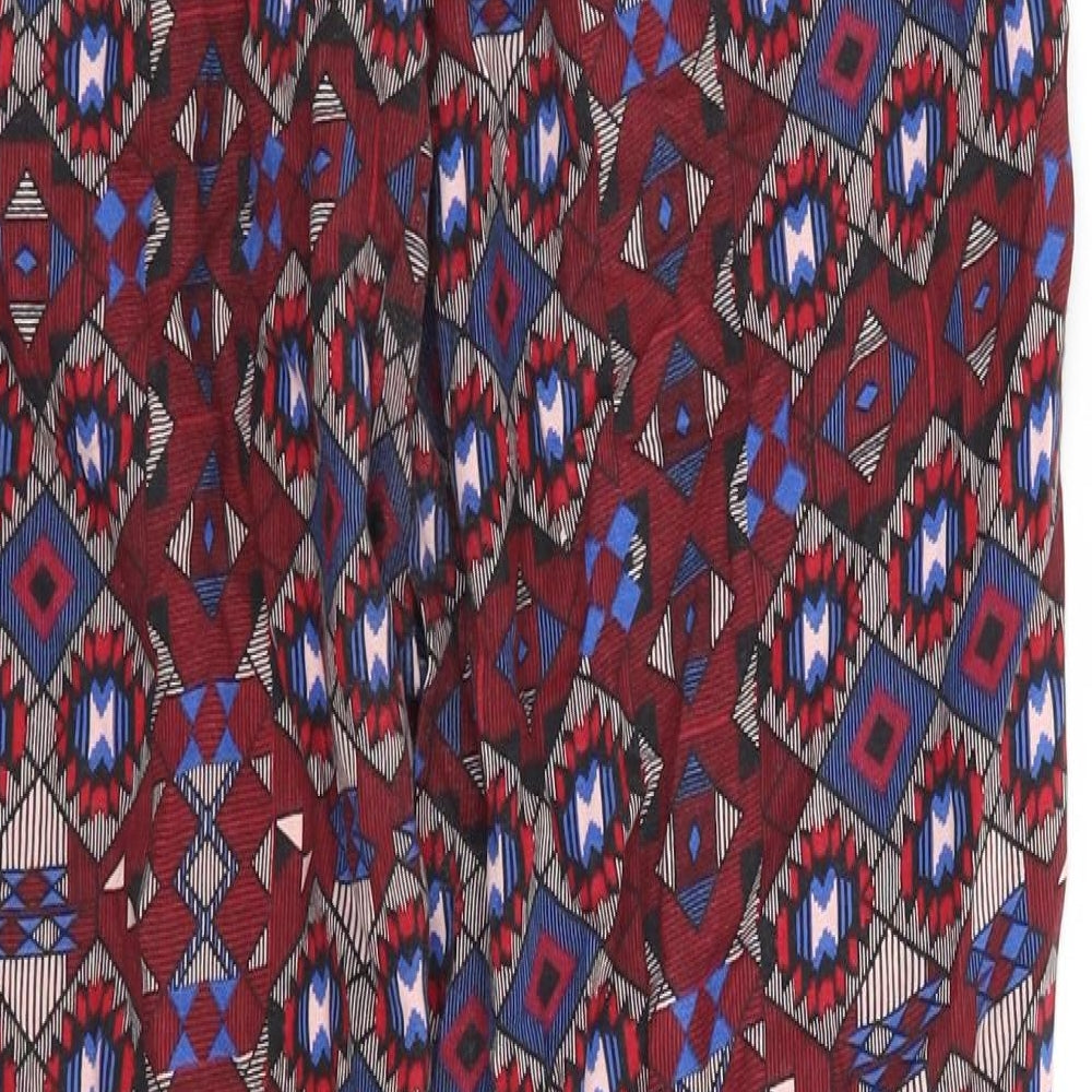 Atmosphere Womens Red Geometric Trousers Size 8 L27 in