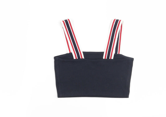 Monki Womens Blue Striped Cropped Blouse Size XS
