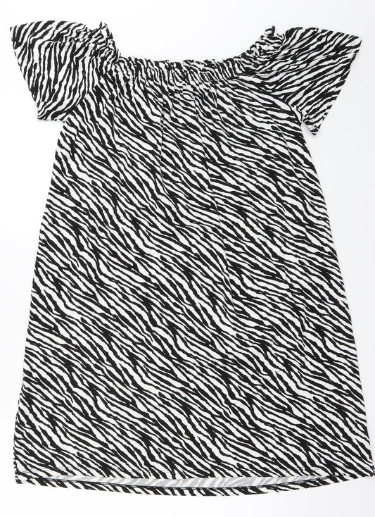 George Womens White Animal Print A-Line Size M