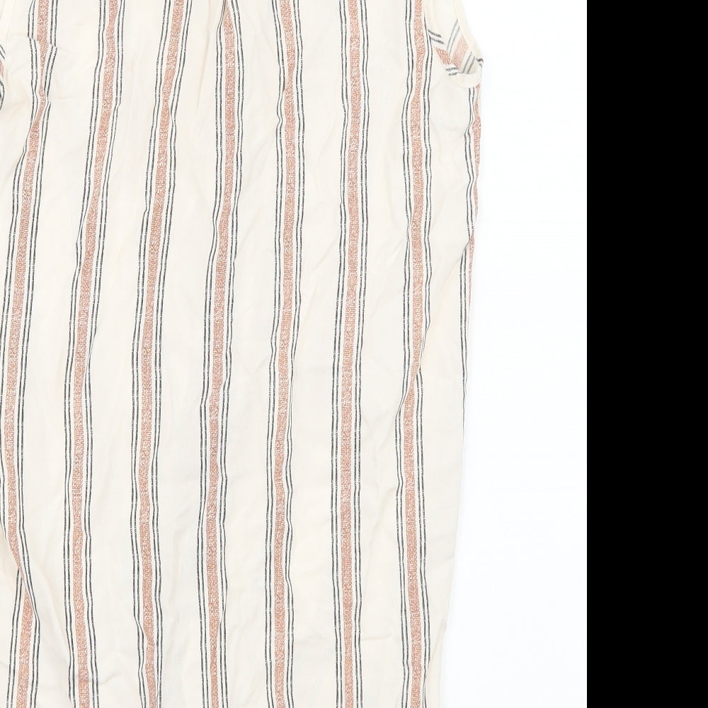 Primark Womens White Striped Basic Button-Up Size 8