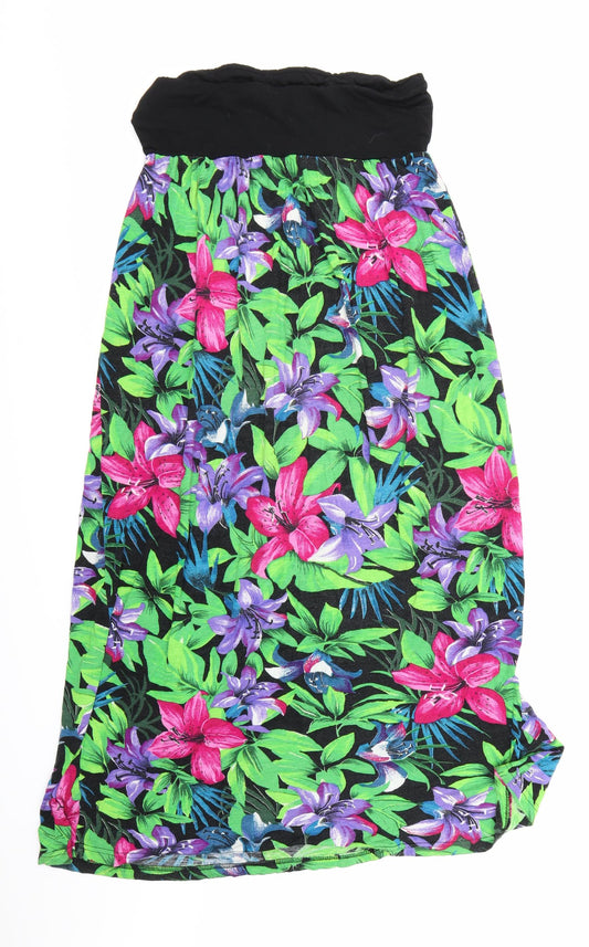 F&F Womens Black Floral A-Line Size 12