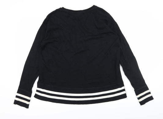 H&M Womens Black Striped Jersey Pullover Sweatshirt Size S