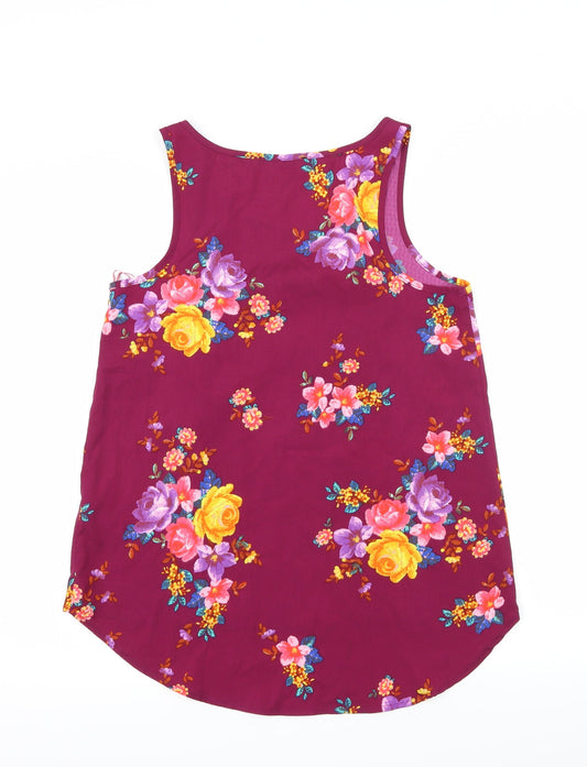 Atmosphere Womens Purple Floral Basic Tank Size 8