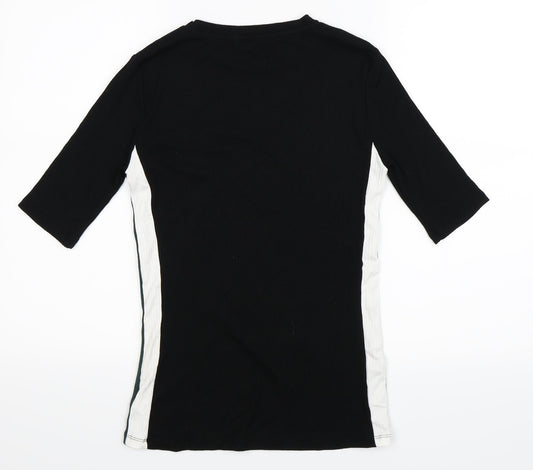 F&F Womens Black Striped Basic T-Shirt Size 6