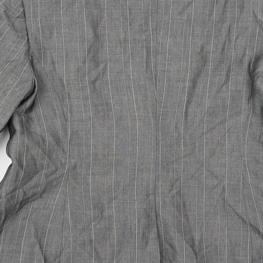 NEXT Womens Grey Striped Rayon Jacket Suit Jacket Size 12