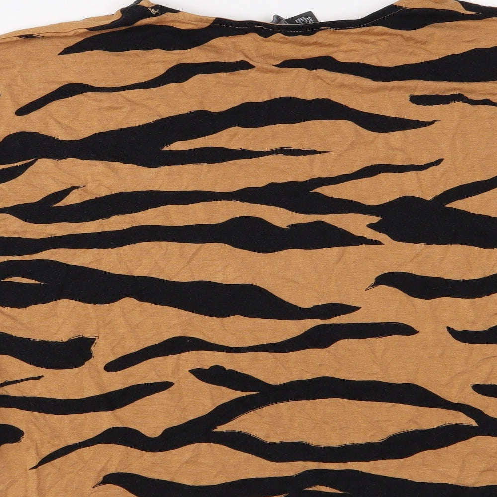 Primark Womens Orange Animal Print Basic T-Shirt Size 4
