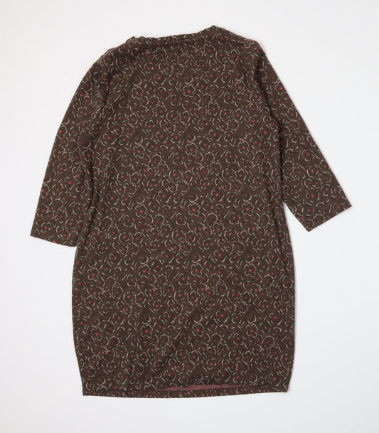 TU Womens Brown Floral Jersey A-Line Size 14
