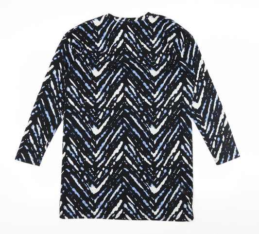 F&F Womens Blue Geometric Jersey A-Line Size 14