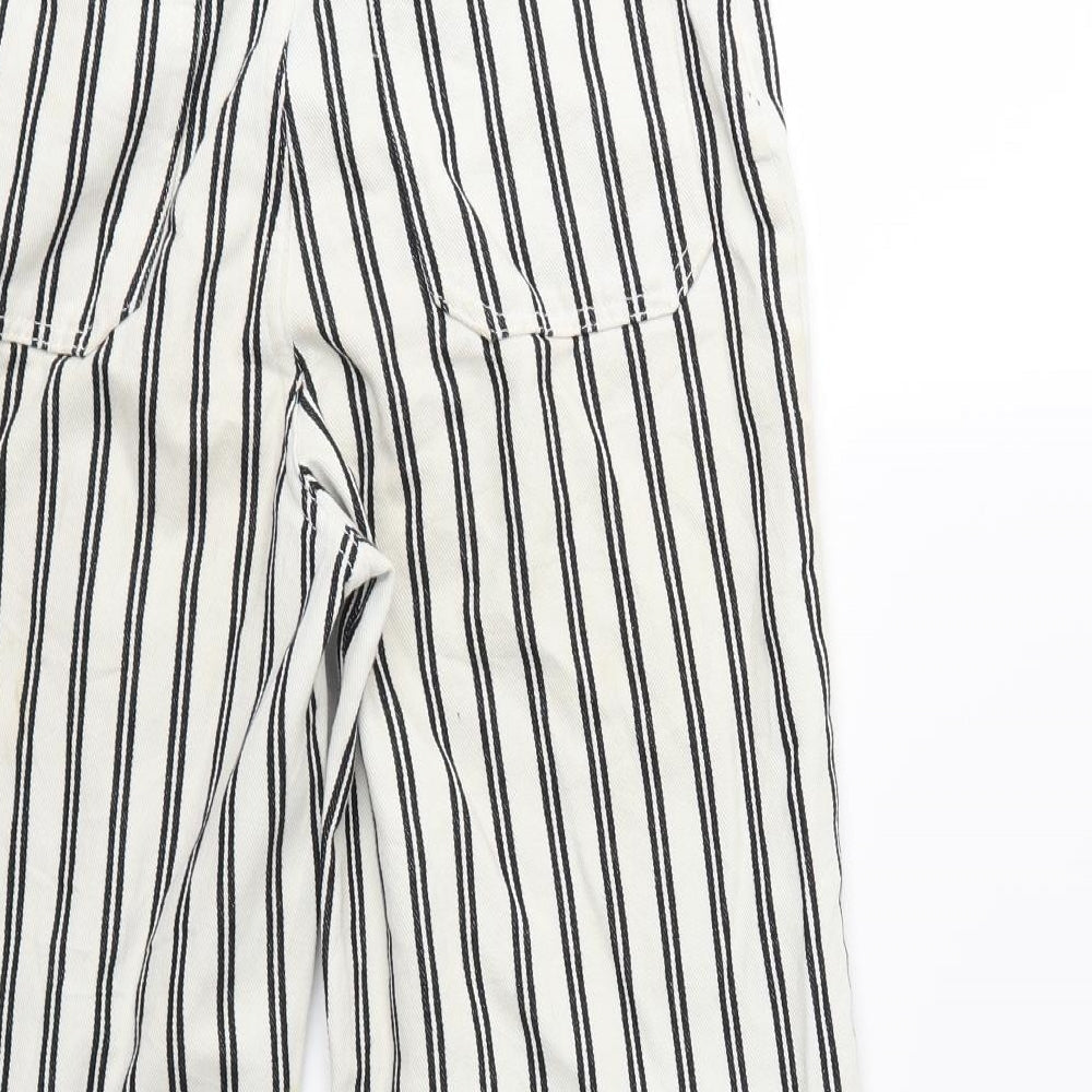 Monki Womens White Striped Denim Wide-Leg Jeans Size 6 L23 in
