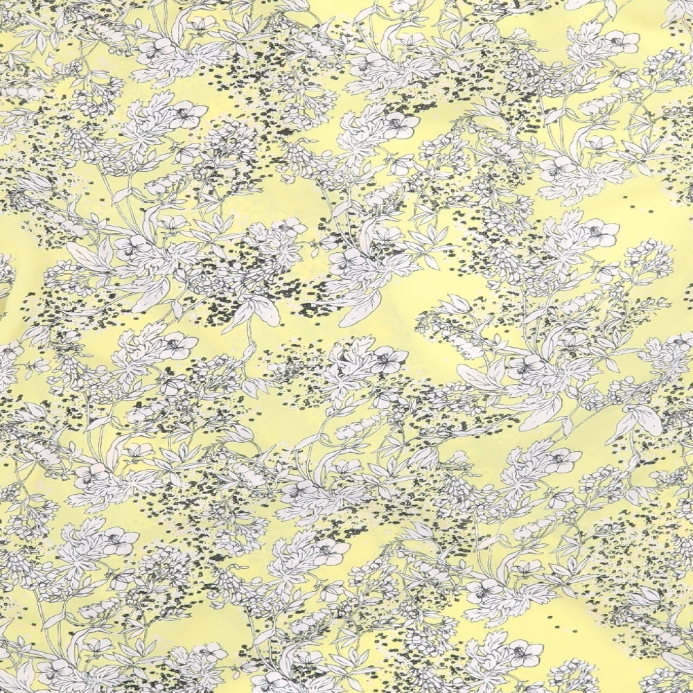 George Womens Yellow Floral Basic Blouse Size 8