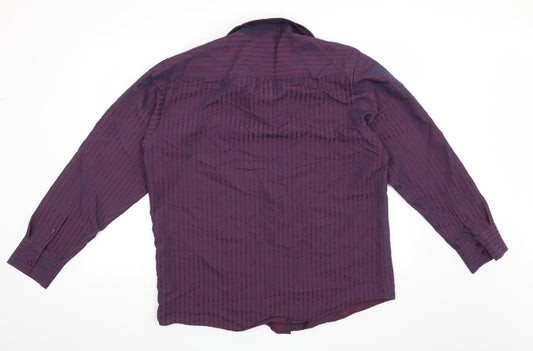 George Mens Purple Striped Button-Up Size L