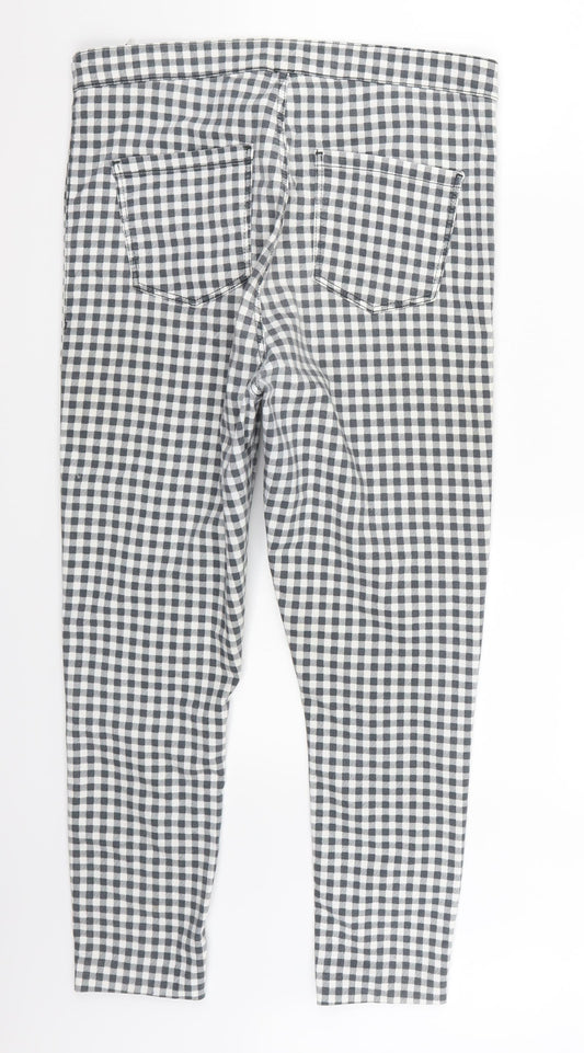 Topshop Womens Grey Check Trousers Size 34 L30 in