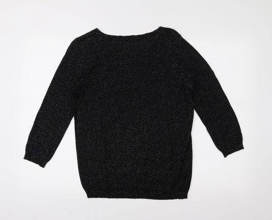 Mango Womens Black Polka Dot Knit Pullover Jumper Size M