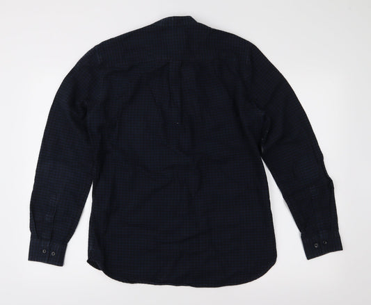 Mens UK Size S H&M Blue Button-Up Long Sleeve Casual Shirt
