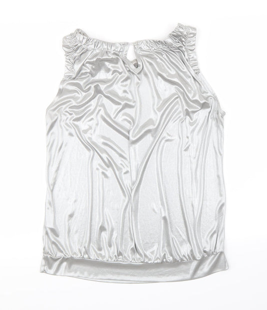 Evie Womens Silver Basic Blouse Size 14