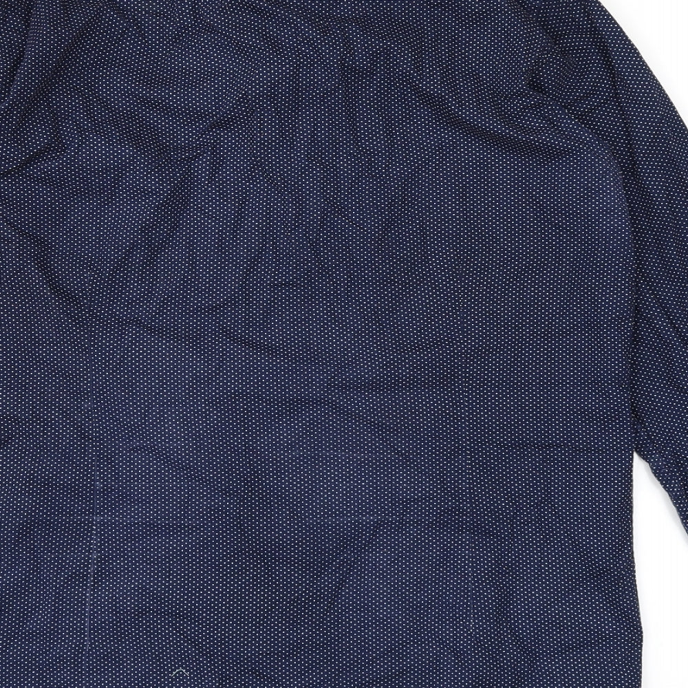 Tailored Originals Mens Blue Polka Dot Button-Up Size M