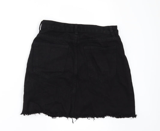 PRETTYLITTLETHING Womens Black  Denim Mini Skirt Size 8